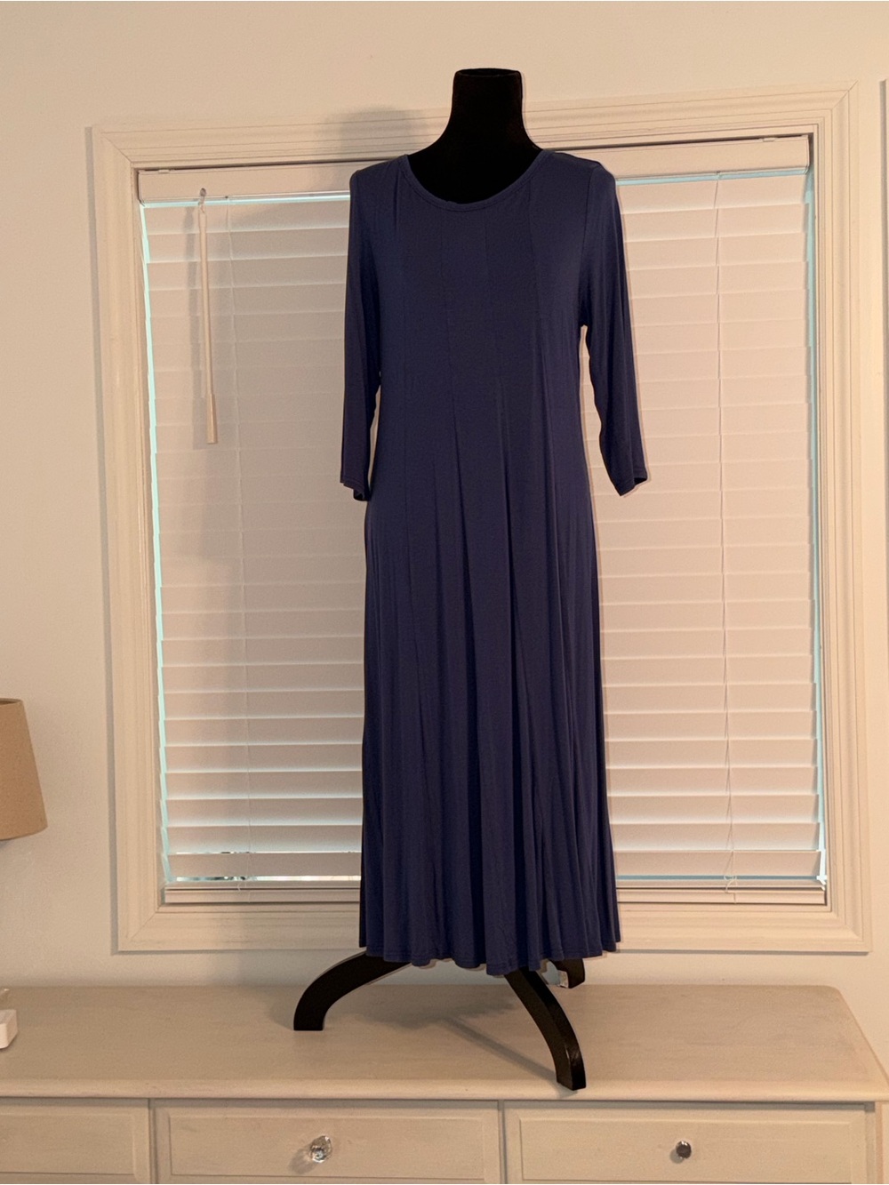 Hot Touch Dress Women’s XL Blue Soft Stretch Long 3/4 Sleeve New Lagenlook - Picture 3 of 10
